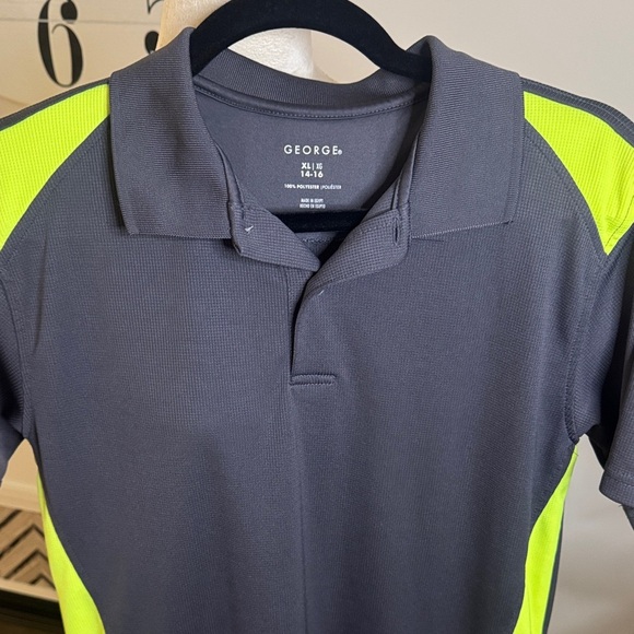 George Charcoal and Neon Yellow Kids Polo Shirt - Picture 3 of 4